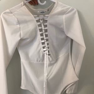 Lace Up White Bodysuit